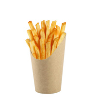 Boîte à frites jetable en papier kraft brun écologique de qualité alimentaire à paroi simple pour emporter, idéale pour poulet frit et autres plats rapides