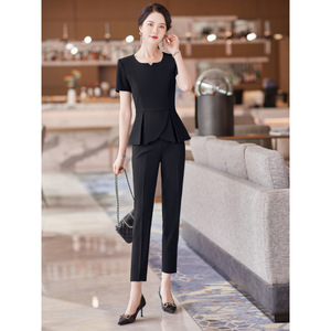 Women's Professional Summer Suit Set Short Sleeve Crepe Elegant Work Commuting Interview Wear - Product Image 3
