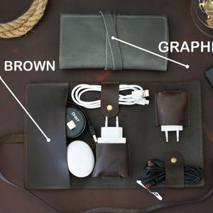 Étui de chargeur en cuir PU écologique de luxe, organisateur de câbles, grande capacité, style classique durable, sac de voyage - Product Image 6