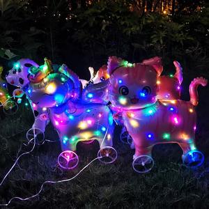 Globo Luminoso con Ruedas 3D de Animales Pequeños en Versión Q, Decoración para Fiestas de Cumpleaños Infantiles, Diseño para Escenarios de Fiesta - Product Image 1