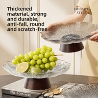 Grensoverschrijdende Hot Sale Creatieve Lotusblad Hoge Voet Moderne Fruit Schaal Duurzaam Gegraveerd Plantenmotief Nieuwe Chinese Stijl Ecologisch