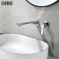 Robinet de lavabo de salle de bain en laiton massif, mitigeur mural encastré moderne et contemporain haut de gamme Oire