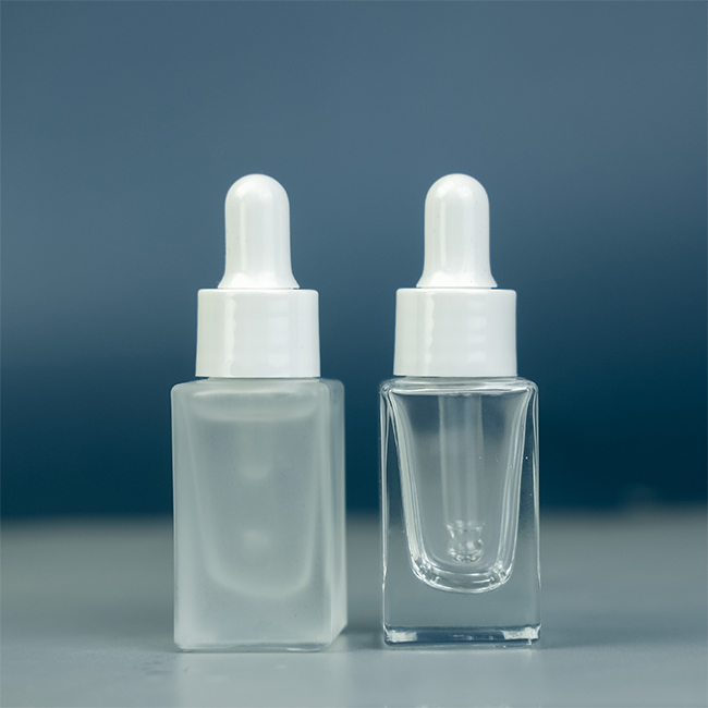 Wholesale Price 10ml 15ml Transparent Square  Cosmetics Glass Bottle With Dropper