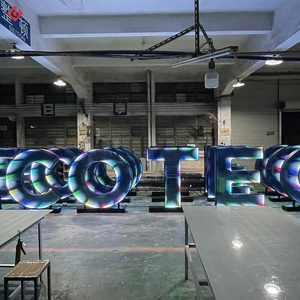Enseigne lumineuse LED en acrylique imperméable pour bâtiment, miroir infini RGB, impression 3D, lettres en métal en acier inoxydable rétroéclairées - Product Image 2