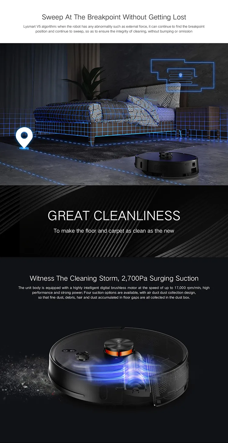 Auto Dust LDS SLAM APP Remote Control Mopping Intelligence 2700pa Smart Aspiradora Robot Vacuum Cleaner Xiomi Lydsto R1