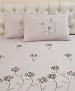 Luxury Silvia 3 Piece Embroidery <b>King</b> <b>Size</b> Bedsheet Set 108x108 Inch with 2 Quilted Embroidery Pillow Covers - Product Image 4