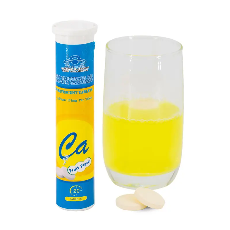 Tablette effervescente de gluconate de Calcium, marque privée personnalisée, boisson d'énergie instantanée, tablette effervescente de calcium avec vitamine d