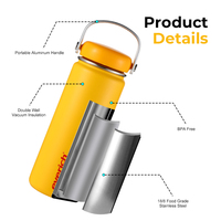 Meilleure vente bouteille d'eau en acier inoxydable isolée sous vide sans BPA étanche avec corps de bouteille 2 en 1 poignée en Alu