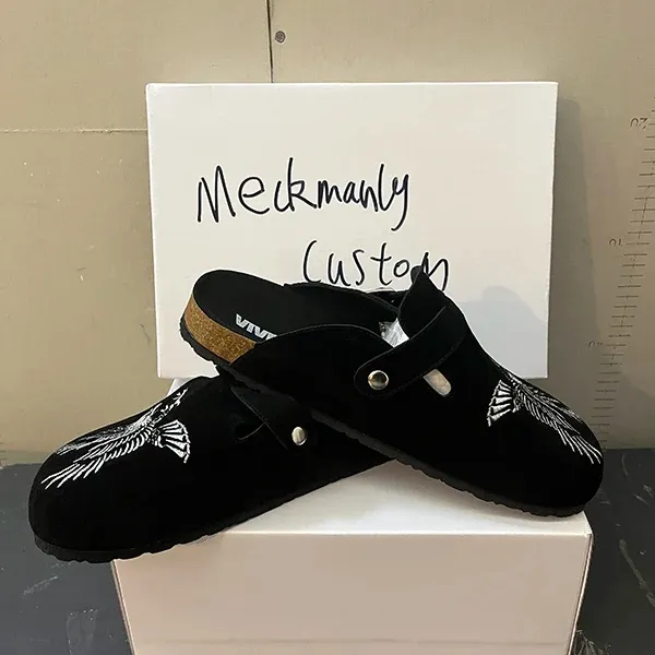 Custom Support Birken Stock Slippers Unisex Maat 35-47 Suède Lederen Kurk Zool Anti Gladde Mannen Vrouwen Muilezel Klomp