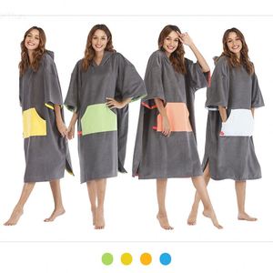 Peignoir de bain en microfibre pour sports de plein air, poncho de surf super doux pour adultes, serviette de plage à capuche - Product Image 5