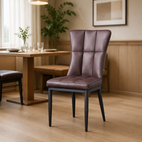 Chaises de salle à manger formelles en cuir marron et noir, chaises de mariage à dossier haut, chaises de salle à manger modernes