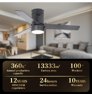 Ventilateur de <span class=keywords><strong>plafond</strong></span> silencieux de 44 pouces avec lumière, style minimaliste, <span class=keywords><strong>noir</strong></span>, décoratif, à montage encastré - Product Image 2