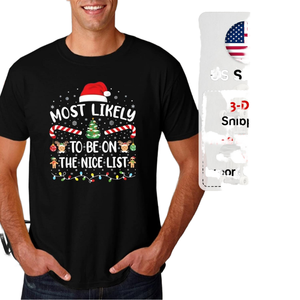 Camiseta Casual de Punto con Estampado de Gorro de Santa Claus para Hombre, Divertida, Navideña, de Manga Corta, Regalo Navideño - Product Image 1