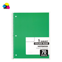 Cahiers à spirales lignés pour l'université, 10,5 x 7,5 pouces, lot de 6, couverture personnalisée avec logo imprimé CMYK, couleurs assorties, 70 pages