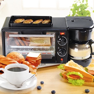 Macchina per Colazione 3-in-1, Forno Elettrico Multifunzione, Piastra per Friggere, Macchina per Caffè <span class=keywords><strong>4</strong></span> Tazze, Struttura in Alluminio - Product Image 1