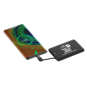 Batería Externa Portátil Personalizada al por Mayor, Mini Batería Externa Delgada de 2500 mAh con Cable Integrado, Tamaño de Tarjeta de Crédito - Product Image 1