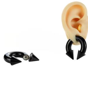 Heißer Verkauf: Schwarzer, großer Edelstahl-Nasenring, Hufeisen-Ohrpiercing, Drainage-Plug, Körperpiercing, trendig und individuell - Product Image 2