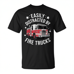 Camiseta de bombero con diseño de camión de bomberos, estampado gráfico que puede ser fácilmente distraído por los camiones de bomberos - Product Image 2