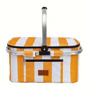 Customized Stripe Thermal Insulated Beach Picnic Cooler Bag Embossed logo Food Portable Basket Lunch Cooler Bag - Product Image 1