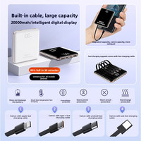 Batterie externe universelle portable à charge rapide avec câble intégré, type C, lithium polymère, 10000 mAh, grande capacité, batterie externe compacte