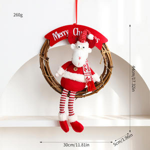 Elegant Elk <b>Door</b> Hanging <b>Christmas</b> <b>Wreath</b> with Snowman Luxury Festive Ring Decor for Front <b>Door</b> and Tree - Product Image 6