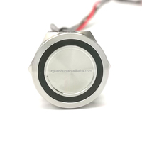 Interrupteurs tactiles étanches en acier inoxydable IP68 19 mm, interrupteurs piézoélectriques momentanés à LED rouge, bleu, jaune