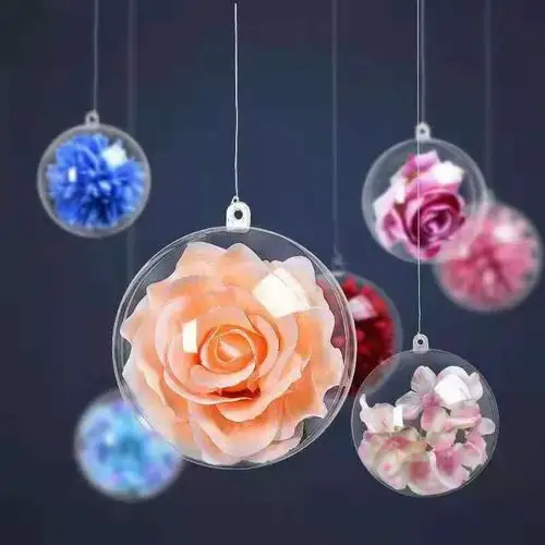Plastic Transparent Bauble Hanging Pendant Openable Tree Ornament Clear Fillable DIY Christmas Ball Wedding Decoration