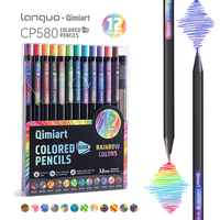 Coffret de crayons de couleur rétractables Languo 12 couleurs, mine 3 mm, à base d'huile, qualité supérieure, prêts à être expédiés, pour dessin et croquis, papeterie