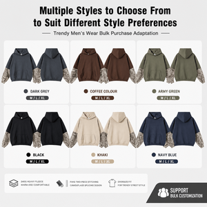 Sweat à capuche en molleton épais 340G pour homme, coupe oversize, manches camouflage, style streetwear, pull à capuche, fournisseur OEM personnalisé - Product Image 5