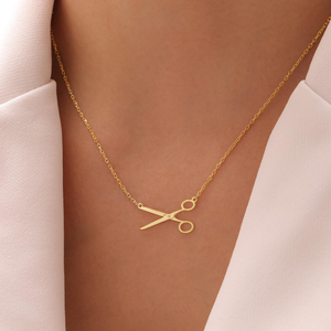 Collar con Colgante de Tijeras de Peluquería, Acero Inoxidable 316L, Tono <span class=keywords><strong>Oro</strong></span> 18K, Antideslustre, <span class=keywords><strong>Cadena</strong></span> Minimalista para Mujer - Product Image 5