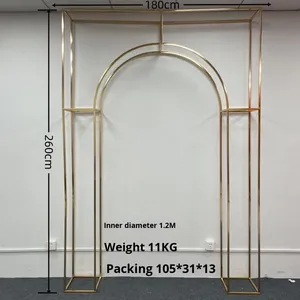 Đám cưới mới mạ Vàng Màn hình <span class=keywords><strong>Backdrop</strong></span> khung rèn Sắt Vàng vòm trong nhà đám cưới cảnh trang trí đạo cụ kim loại hoa đứng - Product Image 5