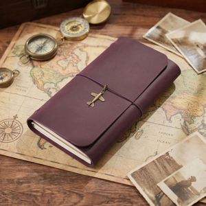 Carnet de voyage à trois volets en cuir véritable, carnet de notes moderne DIY, bloc-notes créatif TN, bloc-notes gaufré, cadeaux promotionnels - Product Image 4