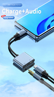 Kabel Audio 2 in 1 Berkualitas Tinggi OEM ODM Pengisian Daya Cepat PD Tipe C Male ke 3.5mm 96KHZ Adaptor Headphone USB C untuk Ponsel