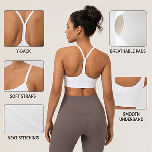 Sujetador Deportivo de Yoga para Mujer, Nailon 66, con Relleno Extraíble, Tirantes Suaves Resistentes al Desgaste, Banda Inferior Lisa, Secado Rápido, para Gimnasio, OEM, ODM, Marca Privada - Product Image 4
