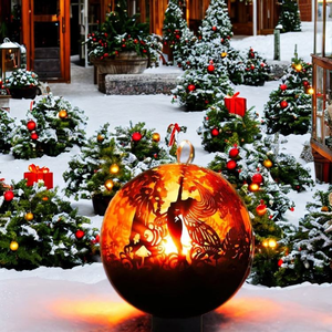 Custom Steel <b>Firepit</b> Fire Ball <b>Camping</b> Corten Sphere Globe Freestanding Rustic Eco-Friendly Outdoor - Product Image 1