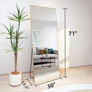 GKMZCGT Full Length <b>Mirror</b> 71x30 <b>Rectangle</b> Aluminum Frame <b>Wall</b> Mountable Tempered Glass Home Use - Product Image 2