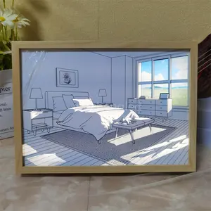 Painting Art Bedroom Led Internet Celebrity Sketch Two Element Intelligent Decorative Atmosphere Hanging Painting Light