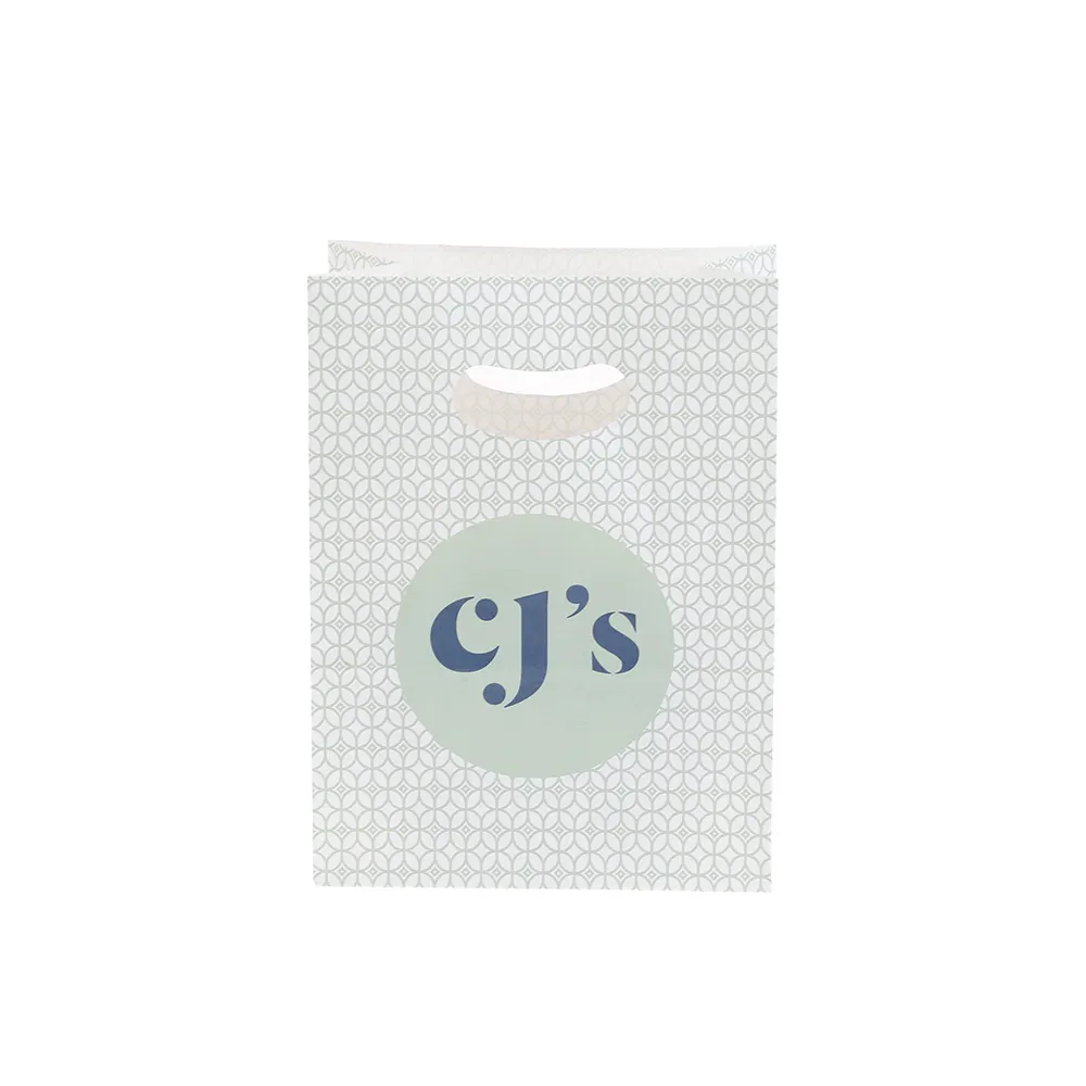 Low price die cut White Take Out Paper Bags with handles for coffee Merchandise Retail Festival Holiday