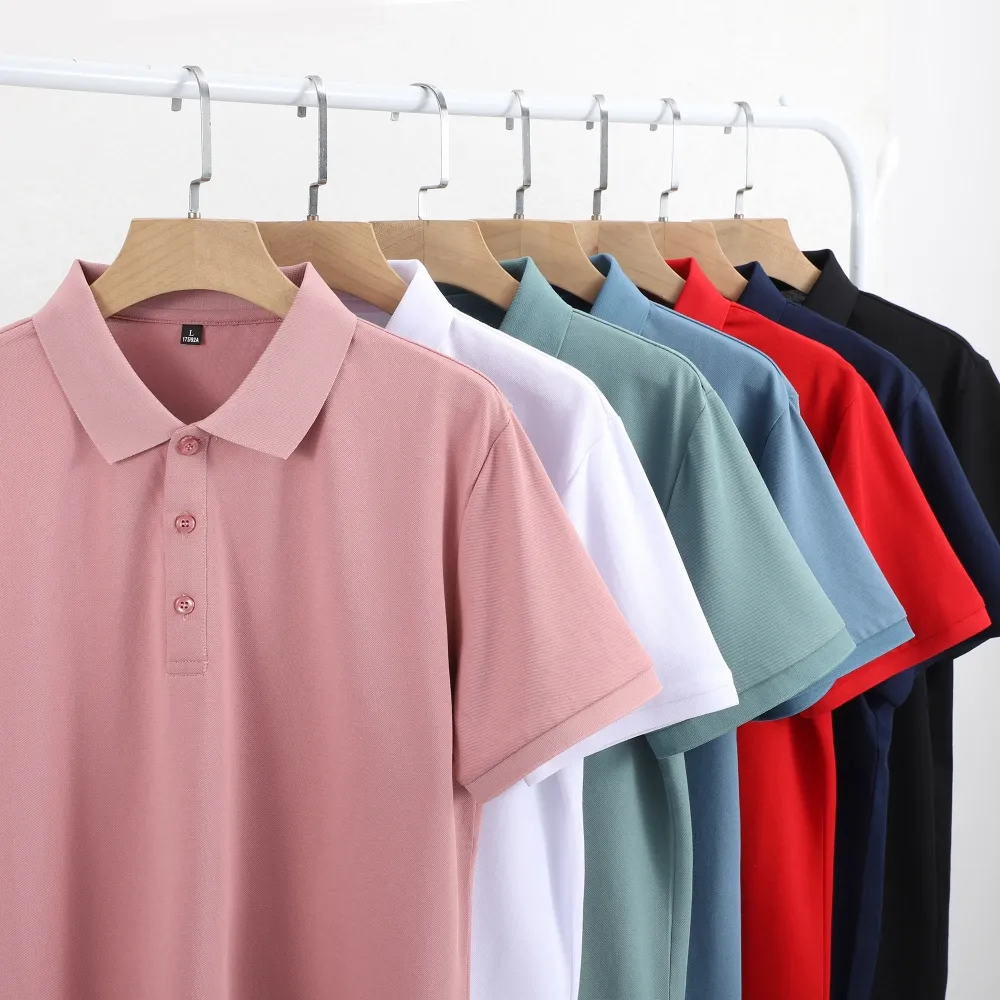 Custom logo print mercerized cotton short sleeve solid color GOLF shirt for men and women
