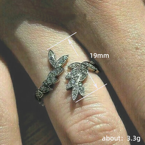 Anello Aperto con Foglie Floreali Botaniche per Donne, Ramo di Olivo, Gioiello Elegante e alla Moda - Product Image 4