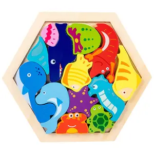 Wooden Toys 3d Puzzle Creative Animals Building Blocks Children Wood Puzzles Educational Montessori Toy For 1-4 Year Old Kid