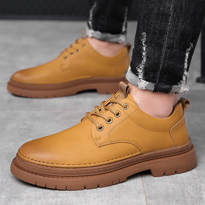 Zapatos de Trabajo Nuevos para Hombre, Zapatos de Cuero Suave con Suela Gruesa, Zapatillas Casuales para Hombre - Product Image 2