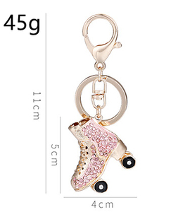 Promotion Patins à roulettes, Porte-clés de voiture en métal avec mini chaussures 3D, orné de strass en cristal et de paillettes, breloques pour porte-clés - Product Image 4