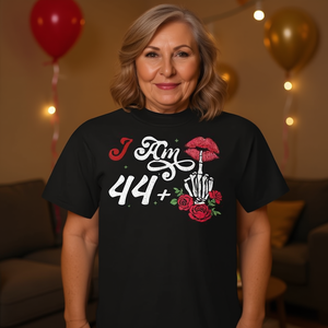 <b>I</b> <b>Am</b> 44 Plus <b>1</b> Middle Finger Skull 45th Birthday Women <b>T</b>-<b>Shirt</b> - Product Image 3