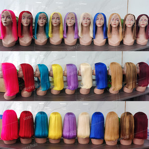 Glueless Hot Bán xương thẳng <span class=keywords><strong>Bob</strong></span> Tóc Giả Brazil tóc con người ren phía trước Tóc Giả đôi rút ra trong suốt HD đầy đủ ren phía trước tóc giả - Product Image 4