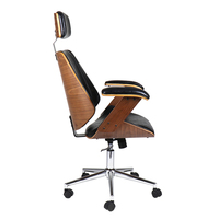 2025 nouvelle chaise de patron de bureau de direction en bois de style moderne avec accoudoir et appui-tête fixes