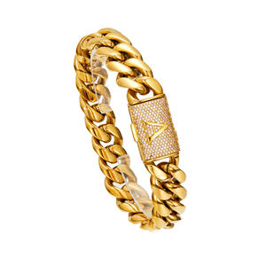 OEM ODM LEPAI Collar de cadena cubana de acero inoxidable para hombre con cierre de concha de 26 letras, joyería de moda, cadena con diseño de cifrado - Product Image 5