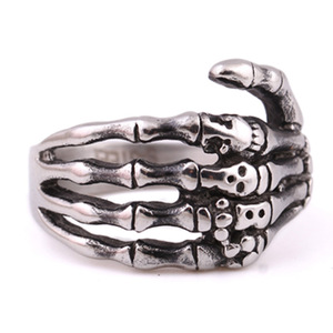 Anillo de Mano de Esqueleto, Color Acero, Estilo Punk de Halloween, Joyería para Hombre - Product Image 1