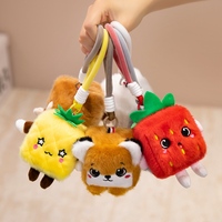 Vierkante Fruit & Dieren Knuffel Pluche Sleutelhanger Grappige Tas Charm Cadeau Op Maat Groothandel Pluche Speelgoed Fabrikant