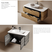 Meuble-lavabo de salle de bain moderne avec étagère réglable et décor en rayures de bois, pour installation sous évier, en céramique, pour appartement, 18, 24, 30, 36 pouces